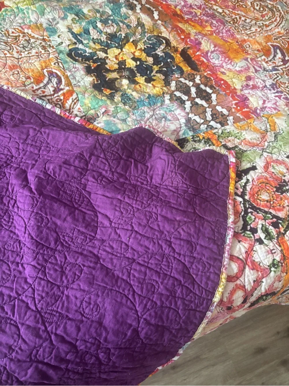 Poetic Wanderlust Patchwork Quilt Full Size GUC boho